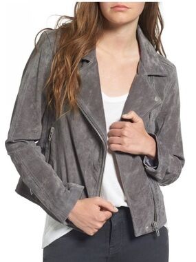 Blank NYC Gray Suede Drape Moto Jacket